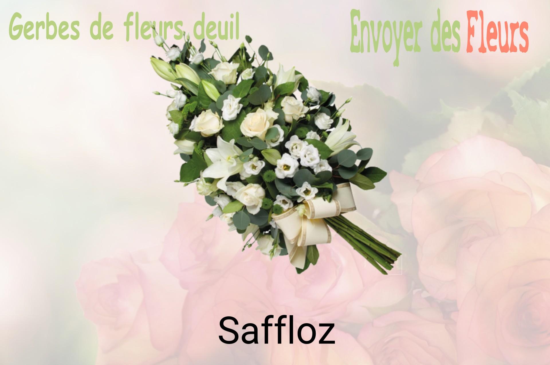 Gerbe de fleurs de deuil livrée à Saffloz